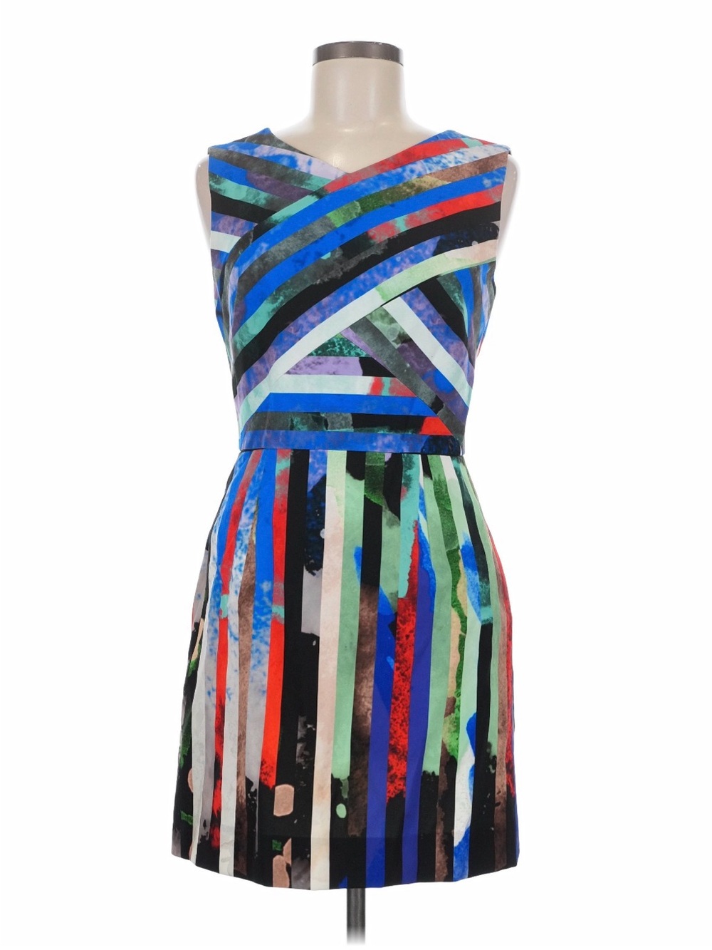 Milly Multicolor Striped Mini Dress - Green, Blue, Red, Black